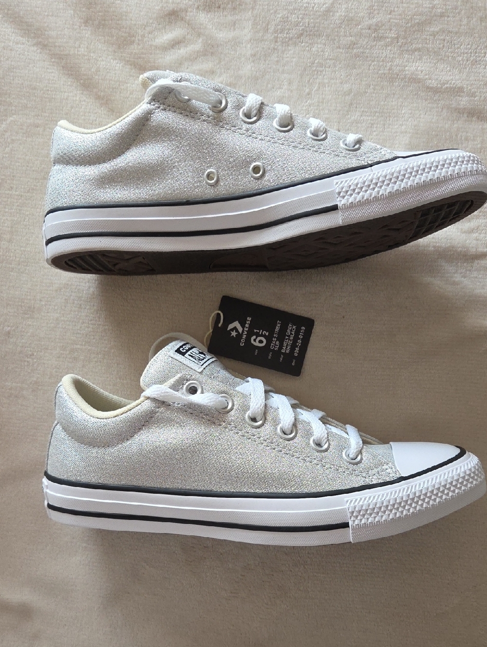 Women's Converse All Star Sneakers, Size 8.5, Color, Silver & White - Picture 2 of 8